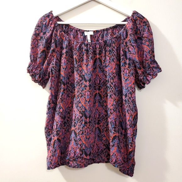 Joie - Newbury Silk Short Sleeve Peasant Blouse - Size S - Picture 3 of 10